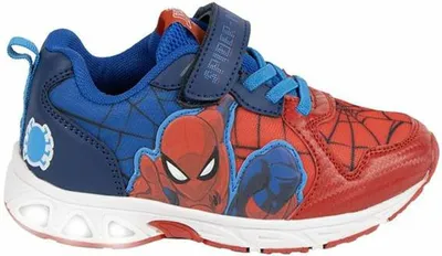 A single child's sneaker with a Spider-Man theme.