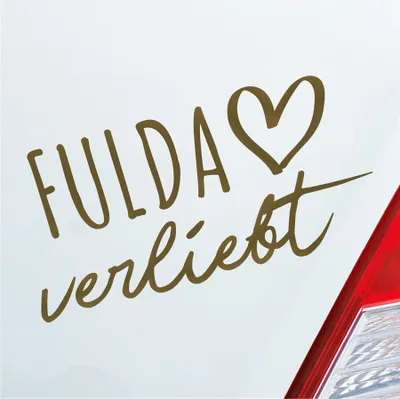 Produktbild von Auto Aufkleber Fulda verliebt Herz Fluss Wasser Water Liebe Car 19x10 cm Gold Sticker Heckscheibenaufkleber