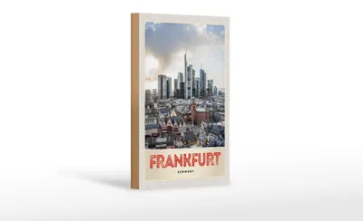 Produktbild von Holzschild Reise 12x18 cm Frankfurt Stadt Hochhäuser Altstadt