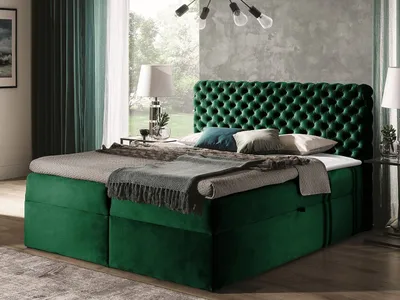 Obrázok produktu pre Kontinentálna manželská posteľ 200x200 VALANCIA - zelená + topper ZDARMA