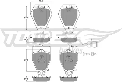 Produktbild von TOMEX brakes Bremsbeläge Satz Vorne Bremsklötze für AUDI A8 (4D2, 4D8) TX 12-26