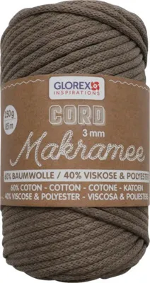 Produktbild von Makramee Cord gewebt hellbraun 3 mm 63 m 250 g
