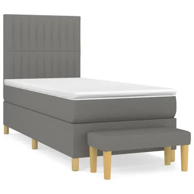Immagine prodotto di vidaXL Letto a molle con materasso grigio scuro 90x200 cm in tessuto