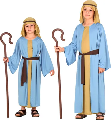 Produktbild von Kostüm Schäfer - Robe mit langer Weste, Gürtel, Kopfbedeckung Josef 128 cm / 5-7 Jahre Kind