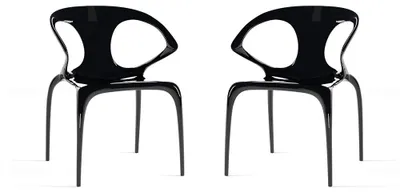 Immagine prodotto di Set di 2 sedie trasparenti in policarbonato dal design futuristico, monoscocca, robuste e impilabili, ideali per cucina, sala da pranzo, bar – ASTRA-nero
