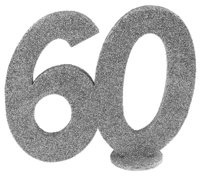 Produktbild von 60. Geburtstag silber glitzer Tischdekoration 11x 10 cm Zahl 60