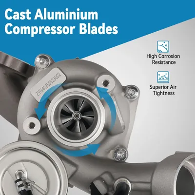 Image de Turbocompresseur - Turbo pour moteur 1,4 TSI - Pièce de rechange pour les références 04E145702H et 04E145702HX - Numéro de référence équivalent : 04E145702HV - Neuf - 6100 g