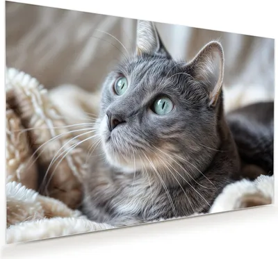 Produktbild von Glasbild 45x30cm in XXL für Wohnzimmer, Schlafzimmer Motiv Kuschelige Katze