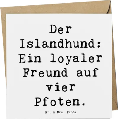 Produktbild von Mr. & Mrs. Panda Deluxe Karte Spruch Treuer Islandhund - Weiß - Geschenk, intelligente Hunde, Glückwunschkarte, Begleiter, anlasskarte, liebenswerter Hund, doppelkarte