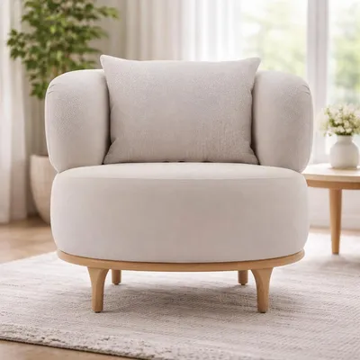Produktbild von Grauer Relaxsessel Stilvoller Stoffsessel Wohnzimmer Textilsessel