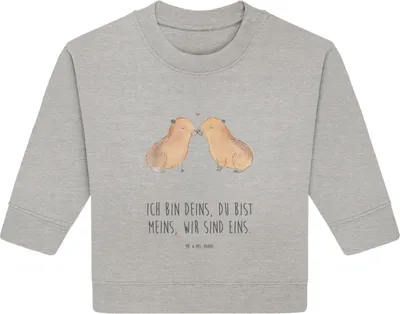 Produktbild von Mr. & Mrs. Panda Organic Baby Pullover Capybara Liebe 12. - 18. Monat - Heather Grey - Geschenk, Bullover, Valentinstag, Liebesspruch, Lustige Sprüche, Geschenkidee, Paar