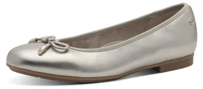 Productafbeelding van Tamaris dames ballerina's, model Wide FIT, van leer met strik, kleur goud, maat 37