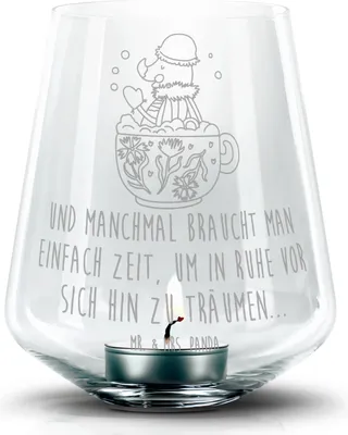 Produktbild von Mr. & Mrs. Panda Windlicht Glas Nachtfalter Schaumbad - Transparent - Geschenk, Kerzenhalter, WC, Laterne, Badezimmer, Teelicht, dekolicht, Teelichthalter, Baden, Bad