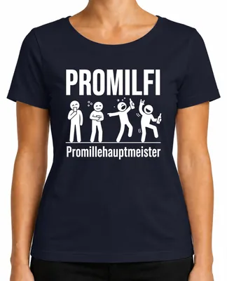 Produktbild von PROMILFI Promillehauptmeister Lustig Saufen Bier Party JGA Alkohol Damen T-Shirt, Navy, M