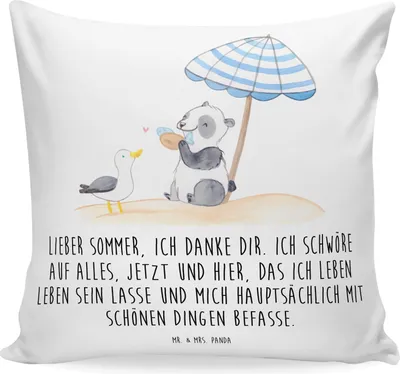 Produktbild von Mr. & Mrs. Panda Sofakissen Lieber Sommer - Weiß - Geschenk, Blühende Blumen, Sommerprodukte, Polster, Inspiration, Strand, Jahreszeiten, zier kissen, Sofa, Sommergefühle