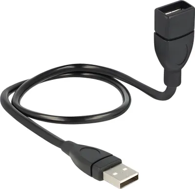 Produktbild von Delock ShapeCable - USB-Verlängerungskabel - USB (W) zu USB (M) - 50 cm - Schwarz