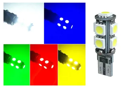 Image de Ampoules à LED pour feux de position, T10-5050 W5W, 9 LED SMD, 12 V, 5 couleurs de lumière