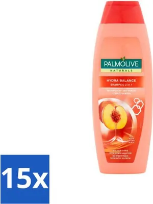 Productafbeelding van Palmolive Naturals 2-in-1 Shampoo – Perzik – Hydraterende balans – 350 ml - Voordeelverpakking - 15 stuks