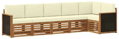 Image de Ensemble canapé d'angle vidaXL avec coussins (5 pièces), couleur naturel et crème