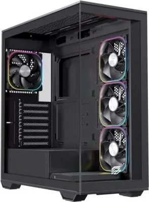 Immagine prodotto di Einarex EXCS-PR-700R-B, Midi Tower, PC, Nero, ATX, Micro ATX, Mini-ITX, Acciaio, Vetro temperato, Gaming