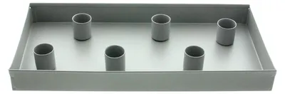 Produktbild von Stabkerzenhalter Magnet aus Metall, mattgrau, mit 6 Magnethalterungen und möbelschonenden Kunststoffnoppen