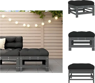 Produktbild von vidaXL Gartenhocker mit Kissen Grau Massivholz Kiefer -  Gartensofaelemente