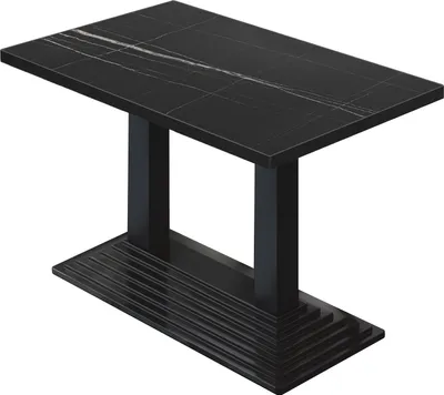 Produktbild von BPY | Bistro Tisch | 110 x 60 x 78,5 cm | Quadratisch | Schwarzer Rand | Schwarz Marmor / Schwarz | Bistrotisch Gastro Tisch