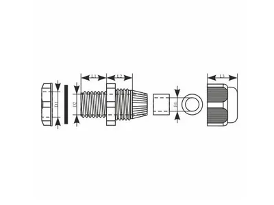 Produktbild von PG16 Kabelverschraubung 10-14mm IP68 10bar Grau 34.16 E-P 2855