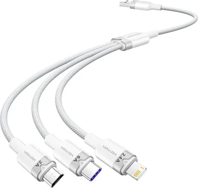 Immagine prodotto di USB 2.0 A to 3-in-1 6A cable Vention CTRWG 1.5M (white)