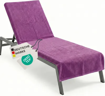 Produktbild von NYVI Frottee Schonbezug für Gartenliege NYVISpa 75x200 cm Lila - Hygiene Liegestuhlauflage für Sonnenliegen Strandliegen - Handtuch Bezug - 100
