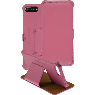Produktbild von PhoneNatic Echt-Lederhülle kompatibel mit Apple iPhone 7 Plus / 8 Plus - Leder-Case pink + Glasfolie