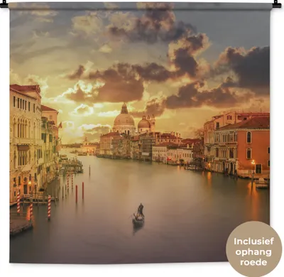 Produktbild von MuchoWow® Wandteppich Wandbehang Italien - Gondel - Canal Grande 120x120 cm Tapisserie Dekoration Wandtuch - Modern - Baumwollgewebe