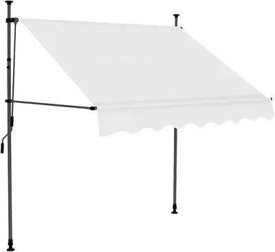 Produktbild von Einziehbare Markise Handbetrieben mit LED 150 cm Creme, wasser- und schmutzabweisend, UV- und witterungsbeständig, für Terrasse Balkon Garten