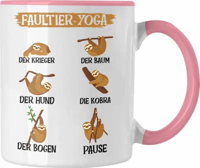 Produktbild von Trendation - Faultier Yoga Tasse Geschenk Lifestyle Yoga Lehererin Lehrer Geschenkidee (Rosa)