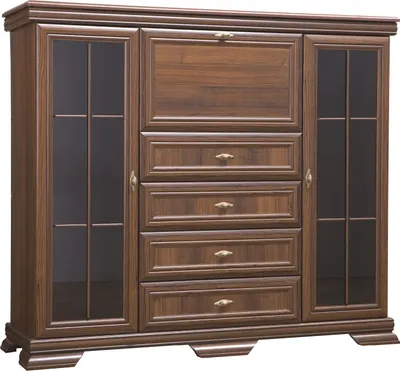 Produktbild von Furniture24 Kommode Kora KK7 highboard Anrichte Barschrank Barkommode mit 1 Klapptür, 2 Drehtüren und 4 Schubkasten Samoa King