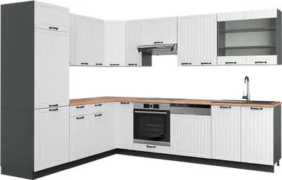 Zdjęcie produktu dla Kogoszczona kuchnia Vicco Fame-Line Biały dworek/antracyt 287 x 60 cm , BP Dąb, Model 42607