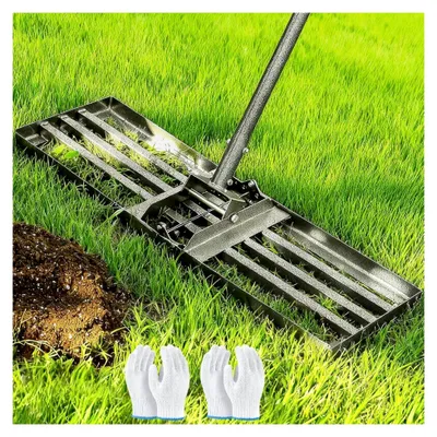 Produktbild von Rasen Nivellierungsrechen, 76x25 cm, 185 cm verstellbarer Stiel, geeignet für Garten, Hof und Golfplatz | Leichtes Nivellieren von Oberflächen aus Erde, Sand und Lehm