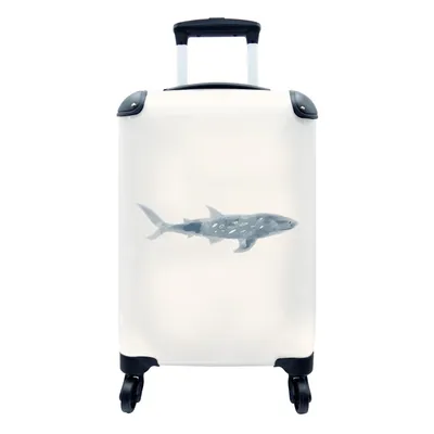 Produktbild von MuchoWow® Koffer Handgepäck Trolley Rollkoffer Kleine Reisekoffer mit 4 Rollen - Meerestiere - Meer - Wasserfarben - Cabin Size < 55x40x23 cm & 55x40x20 cm - Fotokoffer - Kabinenkoffer - Boardgepäck - Reise-Box - Reisekoffer - Reisegepäck - Koffer mit Bild - Trolley für Kinder