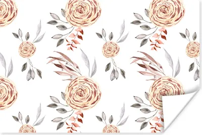 Produktbild von MuchoWow® Poster Rosen - Gold - Braun - Weiß 180x120 cm - Fotoplakat