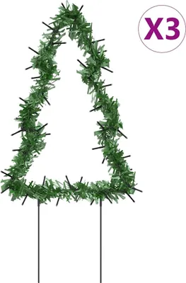 Obrázok produktu pre vidaXL Vianočné stromčeky so zemnými hrotmi 3 ks 50 LED 30 cm