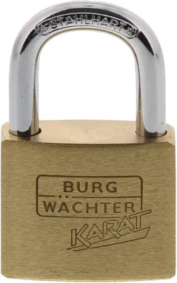 Produktbild von Vorhangschloss, Vorhängeschloss mit Schlüssel, 5 mm Bügelstärke, massives Messingschloss, Kneifschutz, Gehärtet, Karat 217 30/6