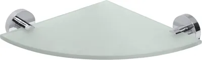 Produktbild von BOMEGA Glasablage Eckmodell Messing Chrom poliert 255x55x255 mm für Bad & Küche >> zum Bohren