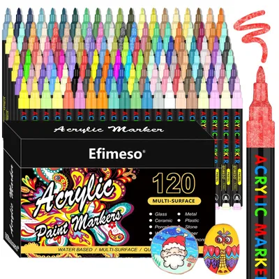 Zdjęcie produktu dla Omgoods - Zestaw 120 akrylowych markerów do kreatywnego pisania i rysowania