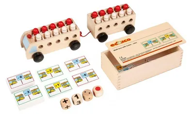 Produktbild von Educo Lernspiel Mathematikbus mit Anhänger - Montessori-Minispiel