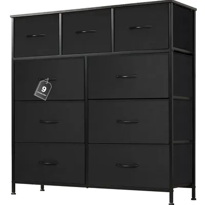 Produktbild von Sweetcrispy Kommode mit 9 Stoffschubladen ，Stoffkommode mit Stabilem Stahlrahmen, Ideal für Schlafzimmer, Wohnzimmer Mehrzweckschrank Schrank
