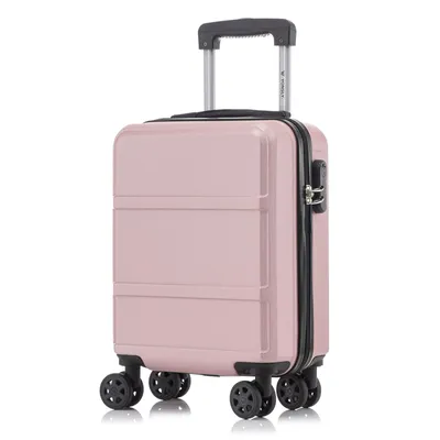 Produktbild von Koffer Trolley Reisekoffer Suitcase, Rollkoffer Handgepäck ,mit 4 Rollen360°, Hartschalenreisekoffer, Zahlenschloss, Weicher Gummigriff (S, Roségold)