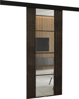 Produktbild von KIER FURNITURE Wandschiebetüren mit Spiegeln EMPI 80 - 86x205x1,6 cm - Esche Dunkel