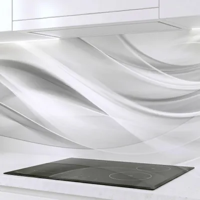 Produktbild von Küchenrückwand  Silver Waves 60x300 cm – monolithische ABS-Platte mit Direktdruck, Spritzschutz Küche & Bad, Fliesenspiegel
