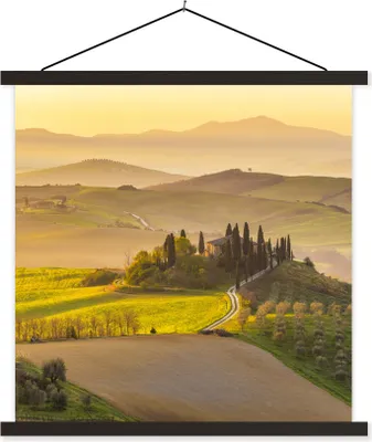 Produktbild von MuchoWow® Textilposter Toskana - Hügel - Landschaft 90x90 cm mit schwarzem Rahmen - Magnetisches