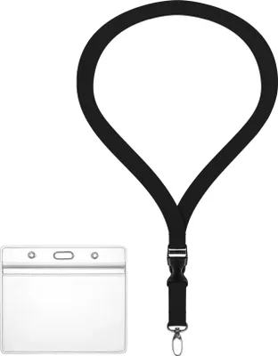Produktbild von Ausweishülle ZIP Ausweis Halter wasserdicht komplett mit Lanyard SCHWARZ 2cm mit Schlüsselband + security clip Kartenhalter für 1-2 Ausweise Karten